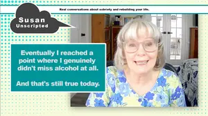 Susan Gast explaining why losing weight can be harder than quitting drinking and how success creates motivation