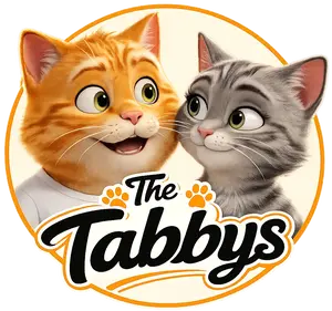 The Tabbys logo featuring George and Maggie, two tabby cats from the Funny Feline Sobriety Stories series.
