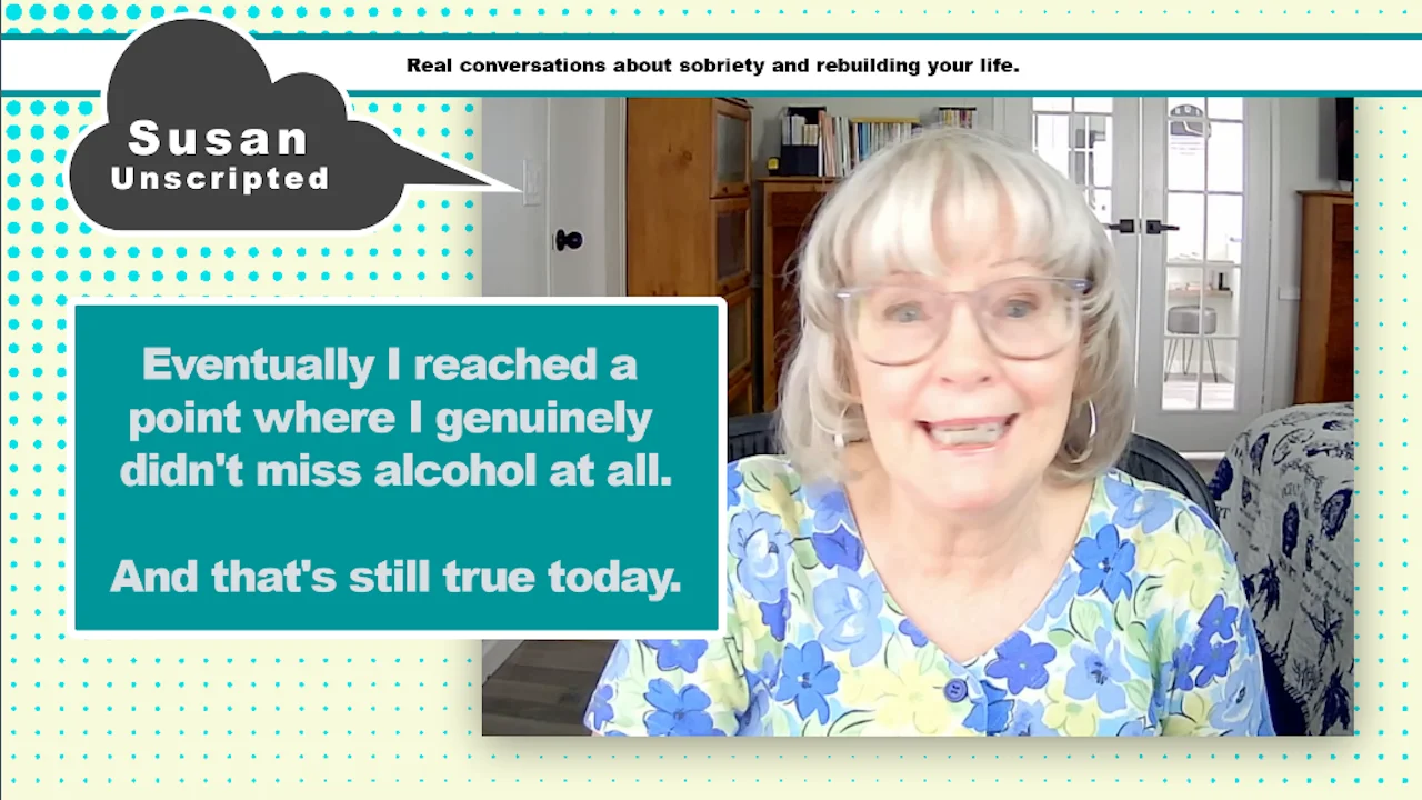Susan Gast explaining why losing weight can be harder than quitting drinking and how success creates motivation