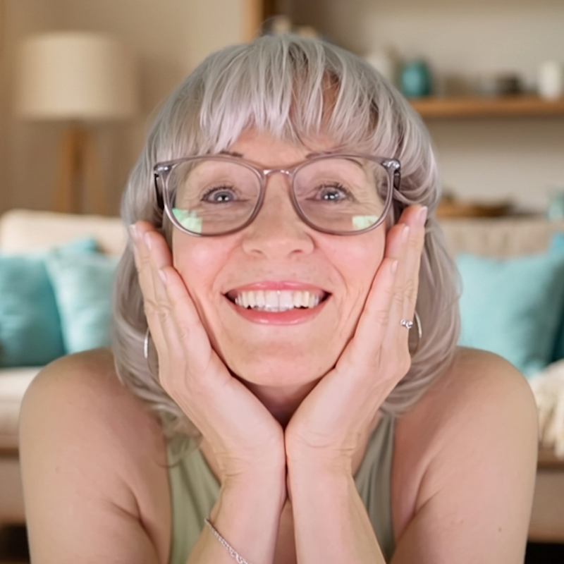 Susan Gast smiling at home, 25+ years alcohol-free