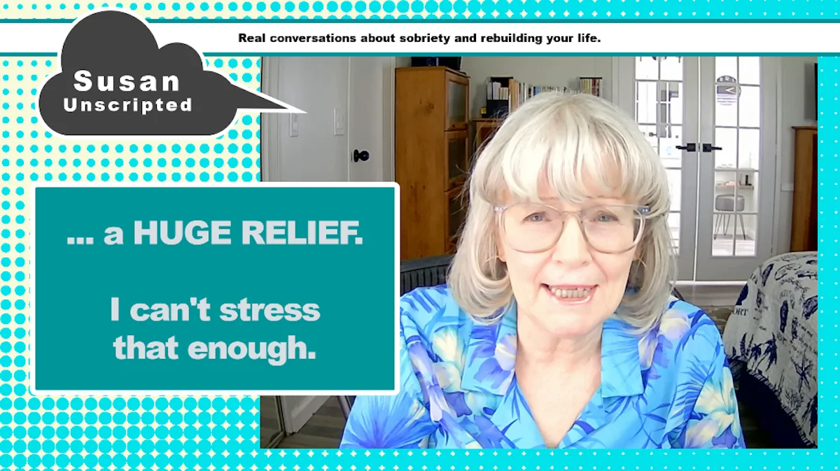 Susan reflecting on the emotional relief and peace that can gradually appear after quitting drinking