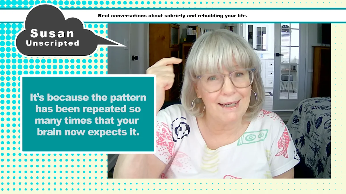 Susan reflecting on why alcohol cravings often become stronger during the evening hours